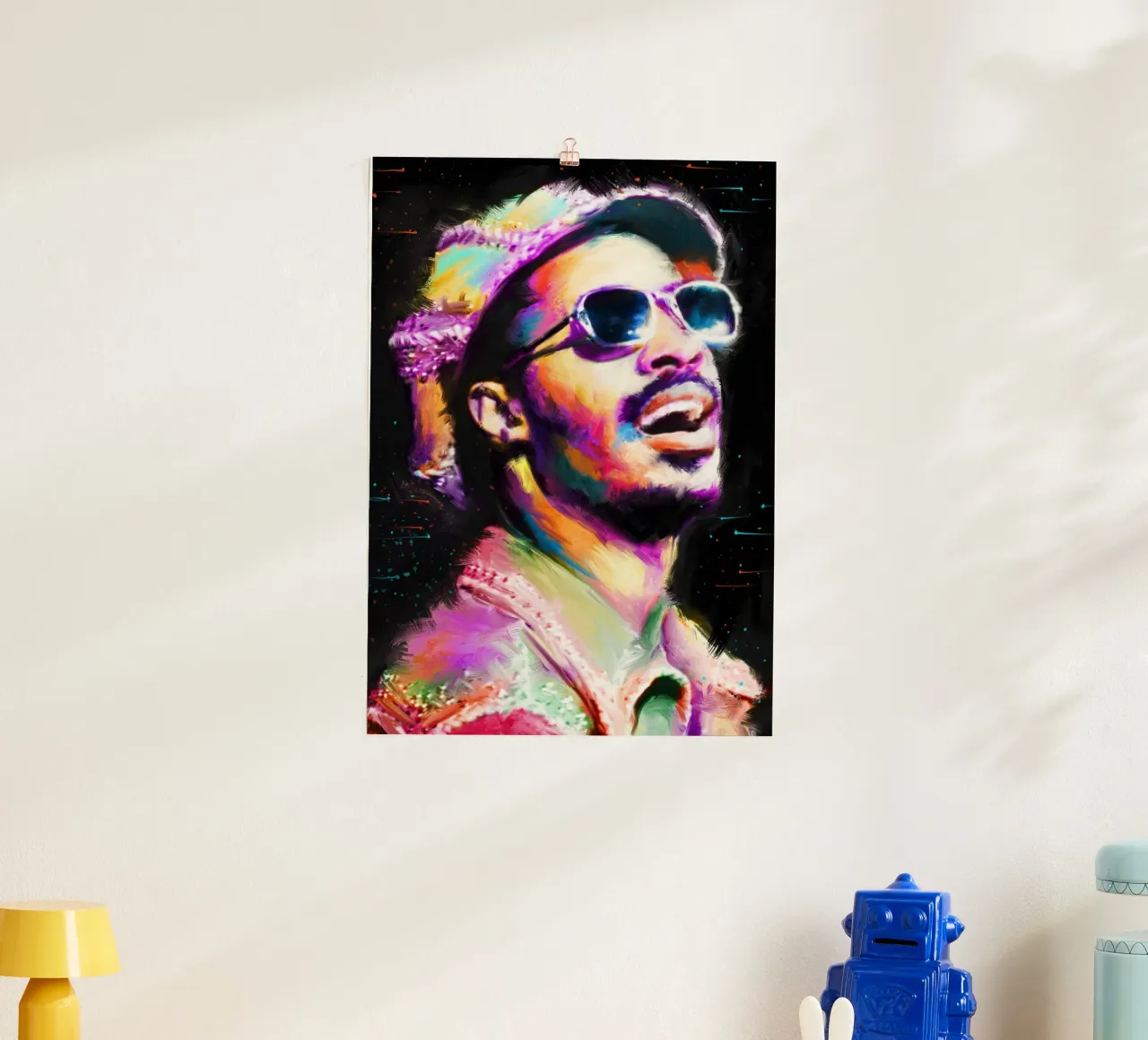 Stevie Wonder colorful pop art portrait carta hahnemühle da Hantamrata