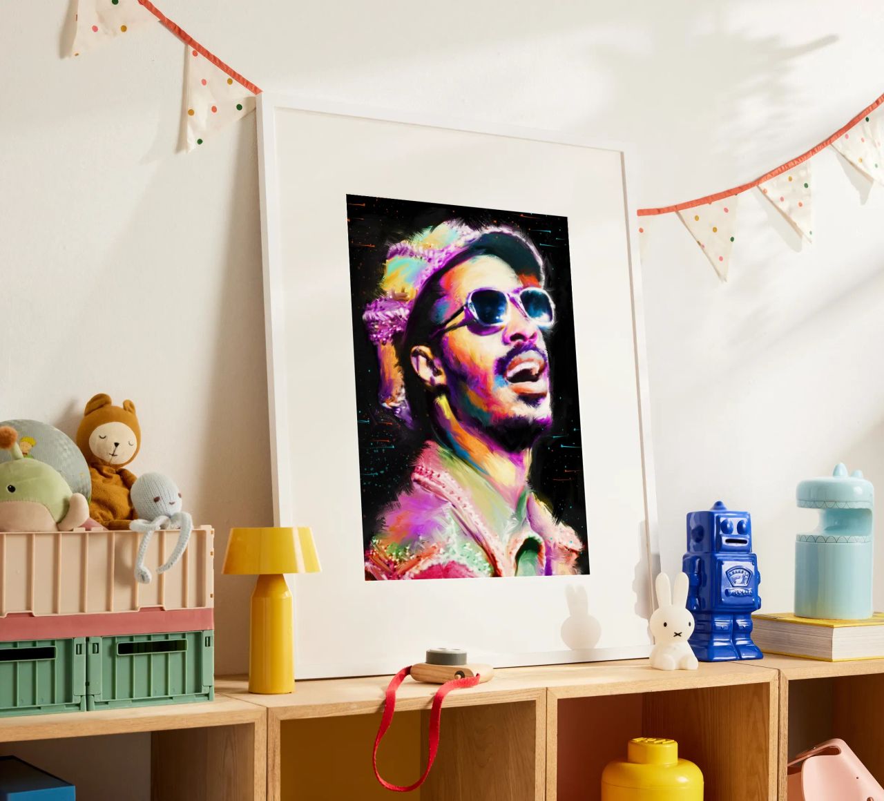 Stevie Wonder colorful pop art portrait poster by Hantamrata