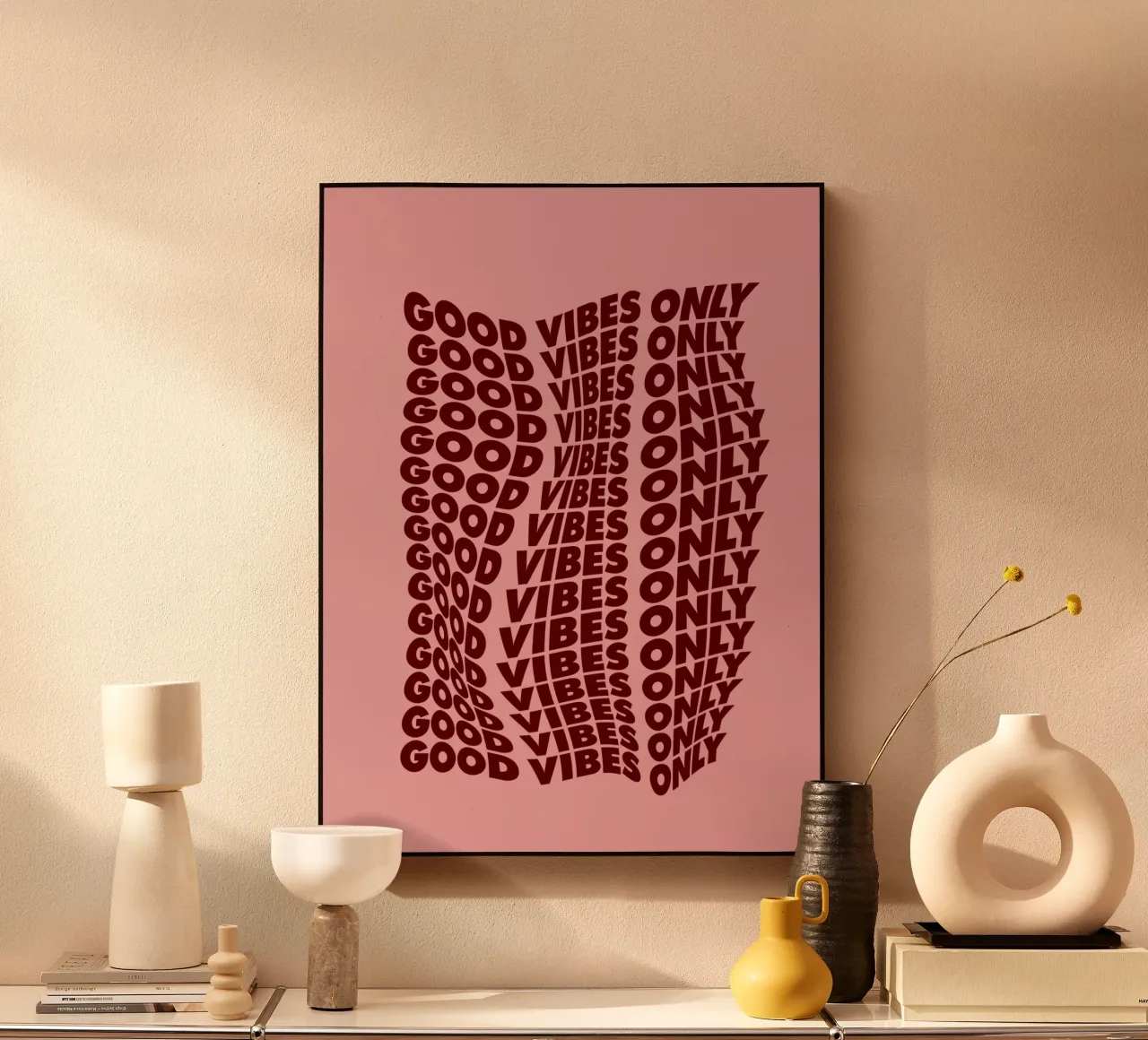 Good Vibes Only Typography Print Rosa y Morado placa de forex de THE MOTIVATED TYPE