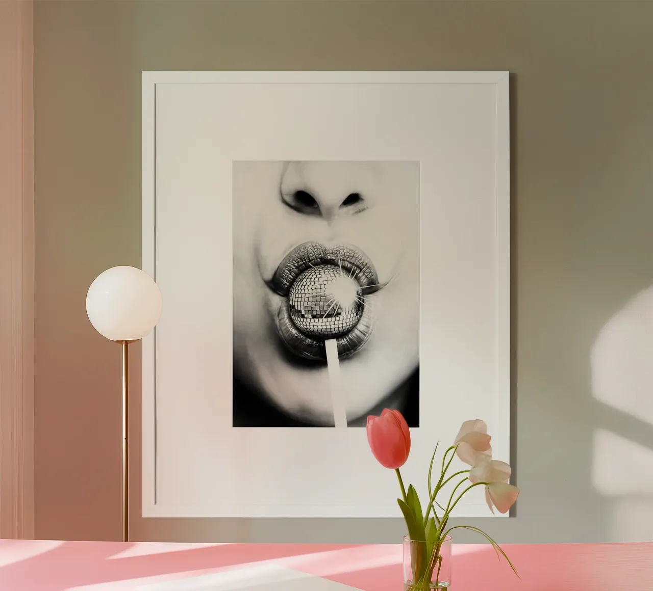 Disco Ball Lollipop Art poster con telaio in plastica da rangginangs