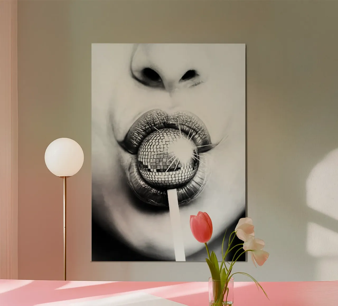 Disco Ball Lollipop Art poster con telaio in plastica da rangginangs