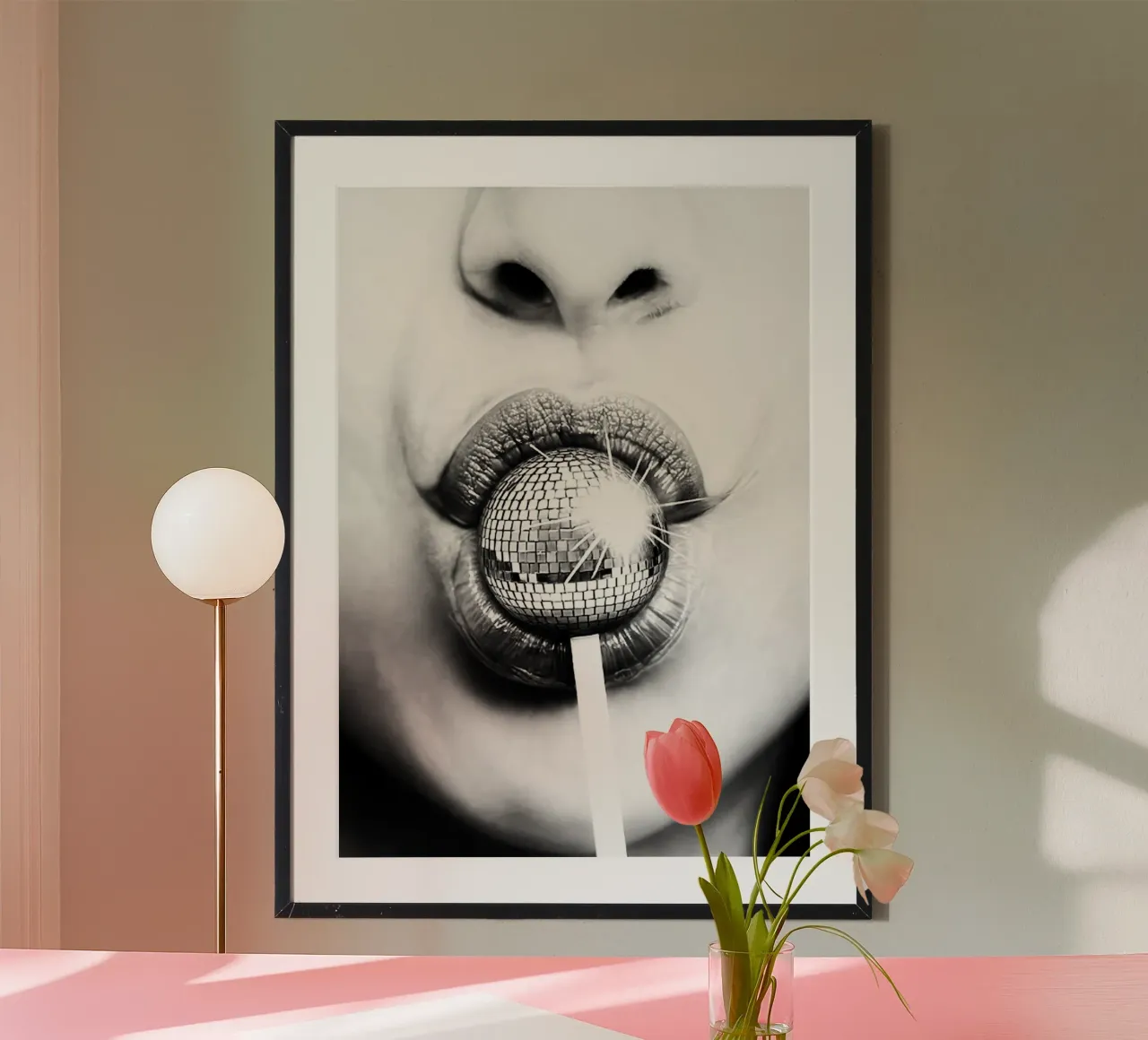 Disco Ball Lollipop Art poster con telaio in plastica da rangginangs
