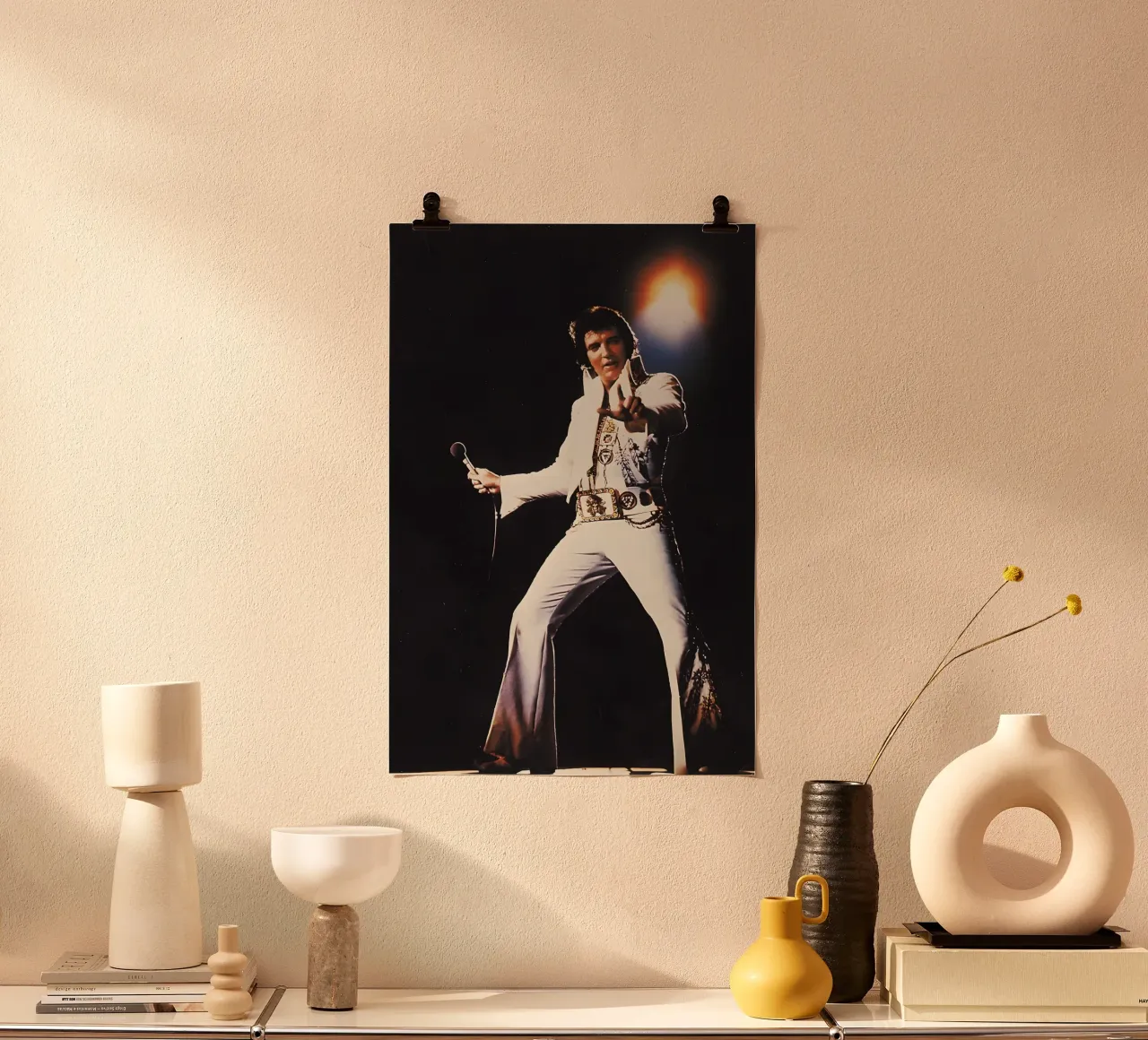Elvis Presley poster con telaio in alluminio da Low poly art