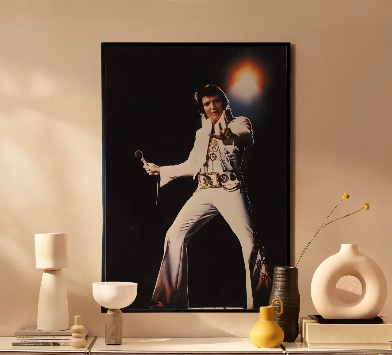 Elvis Presley poster con telaio in alluminio da Low poly art