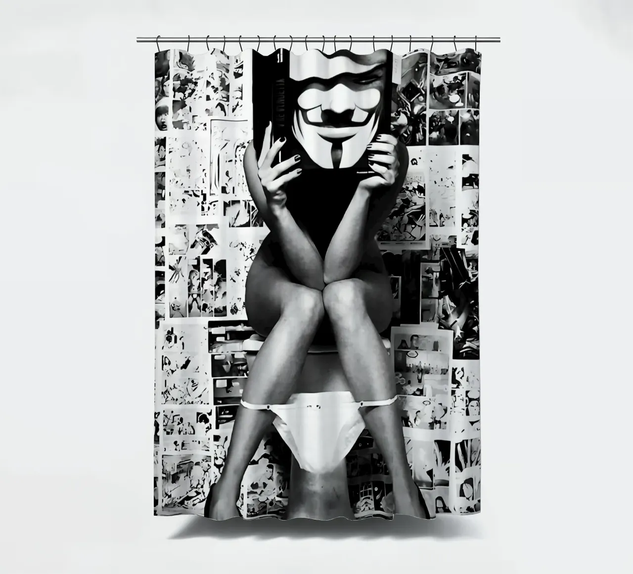 Girl On Toilet Art shower curtain by rangginangs