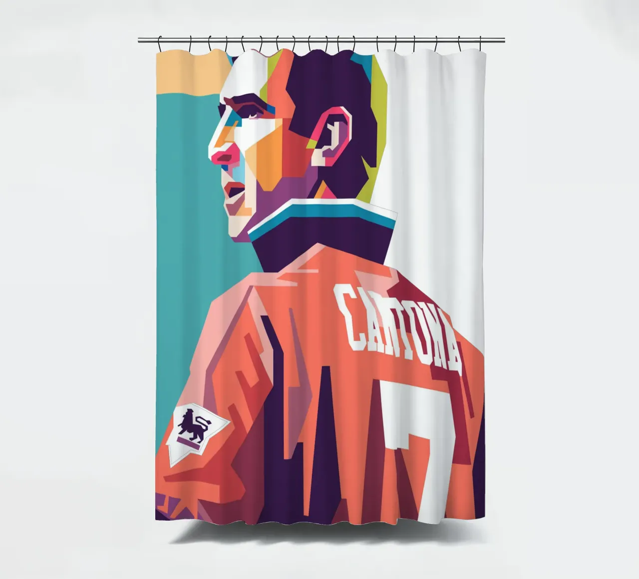 Eric Cantona WPAP art style shower curtain by Hantamrata