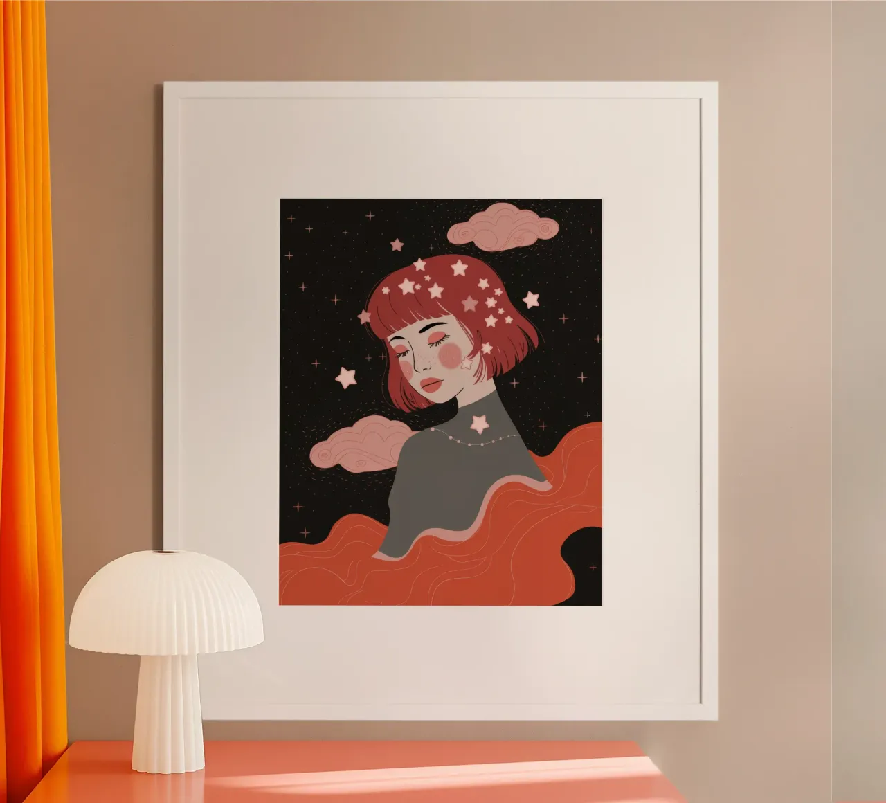 Contemplazione mistica al chiaro di luna poster con telaio in plastica da Nebula Verse