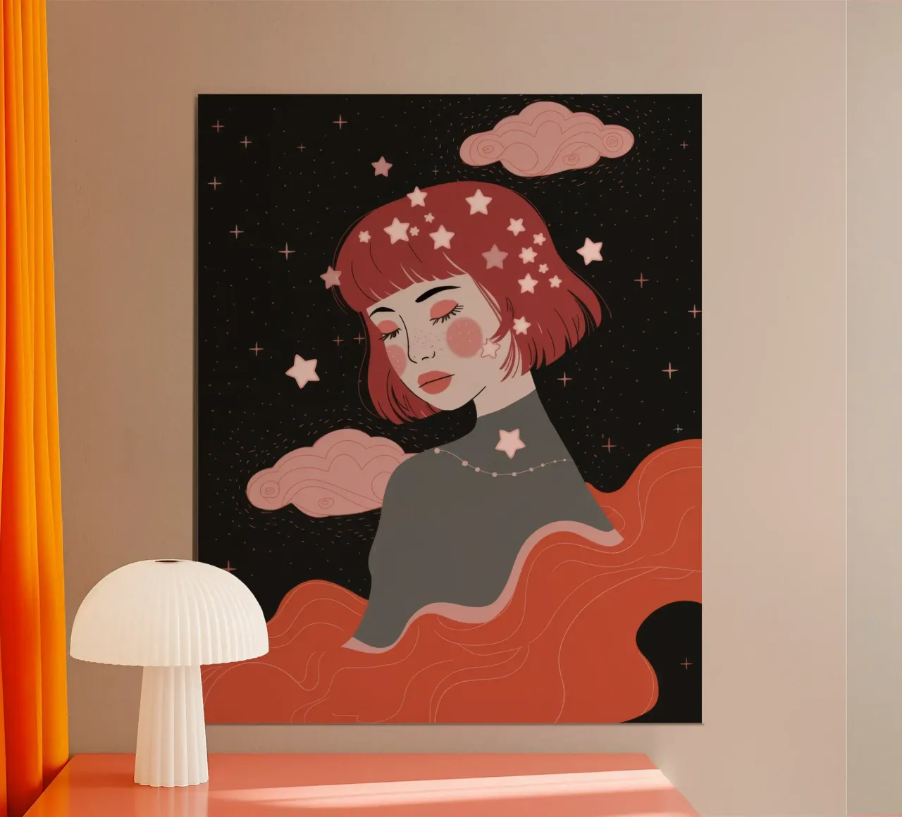 Contemplazione mistica al chiaro di luna poster con telaio in plastica da Nebula Verse