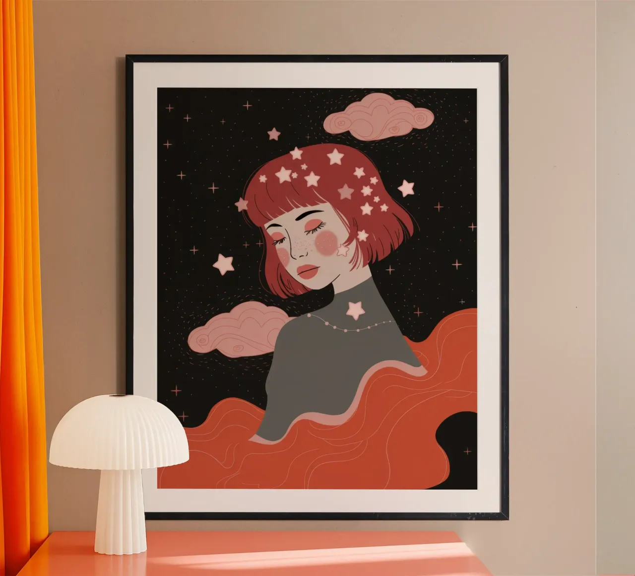 Contemplazione mistica al chiaro di luna poster con telaio in plastica da Nebula Verse