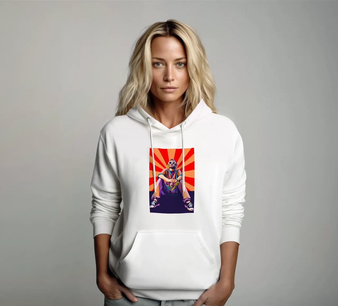 Kurt Cobain stile vintage felpa con cappuccio da Hantamrata