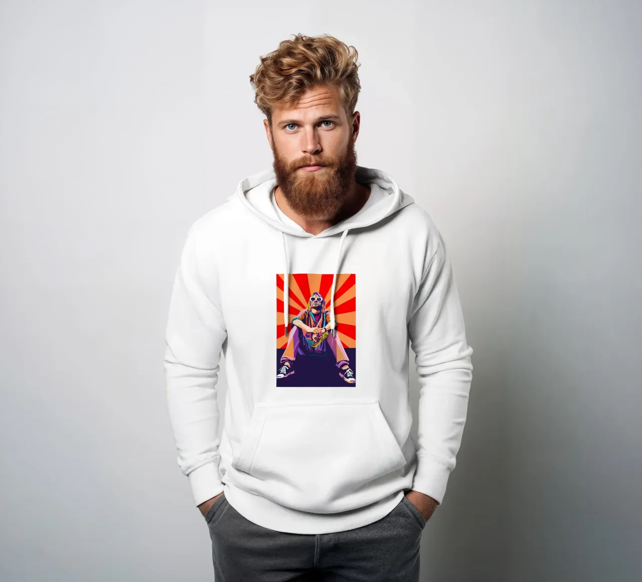 Kurt Cobain stile vintage felpa con cappuccio da Hantamrata