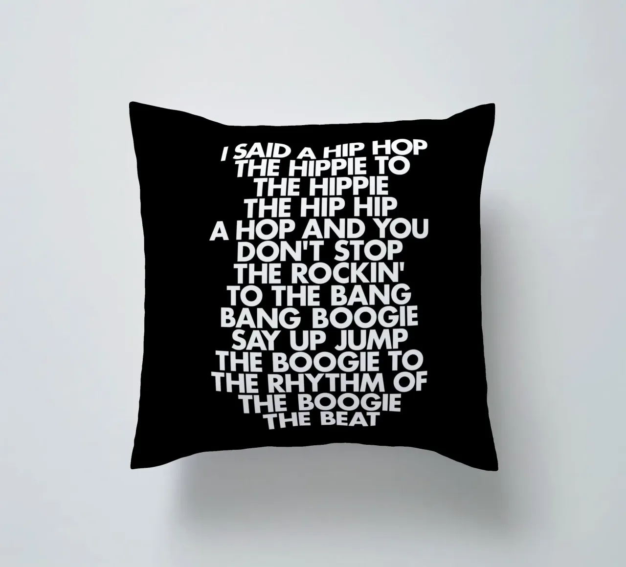 Stampa artistica in bianco e nero Hip Hop Rap Lyric Block Typography cuscino da THE MOTIVATED TYPE