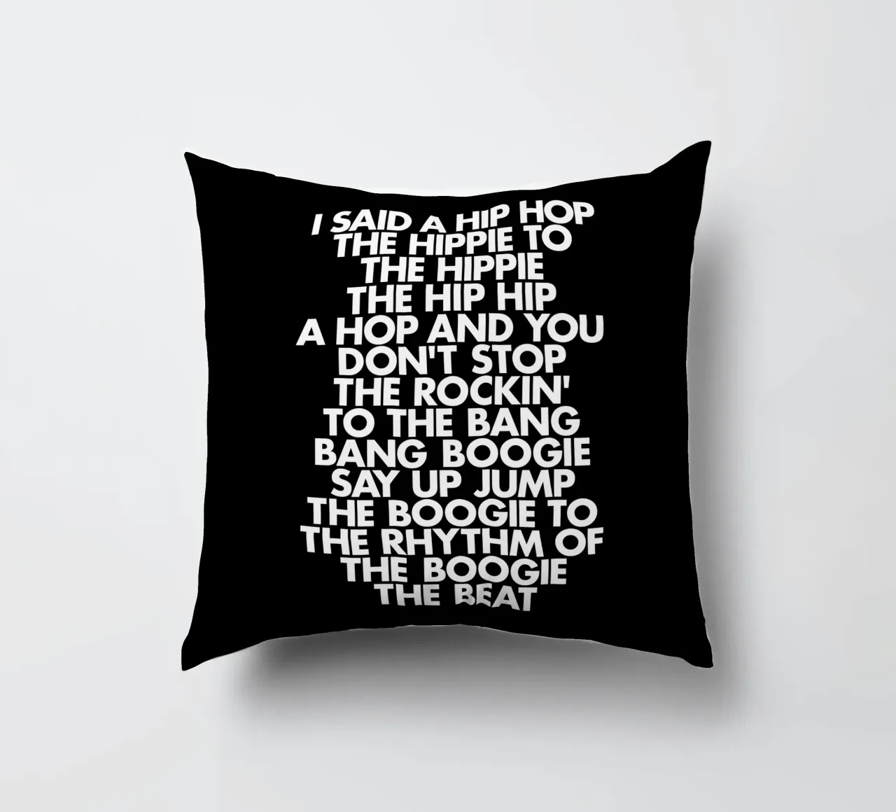 Stampa artistica in bianco e nero Hip Hop Rap Lyric Block Typography cuscino da THE MOTIVATED TYPE