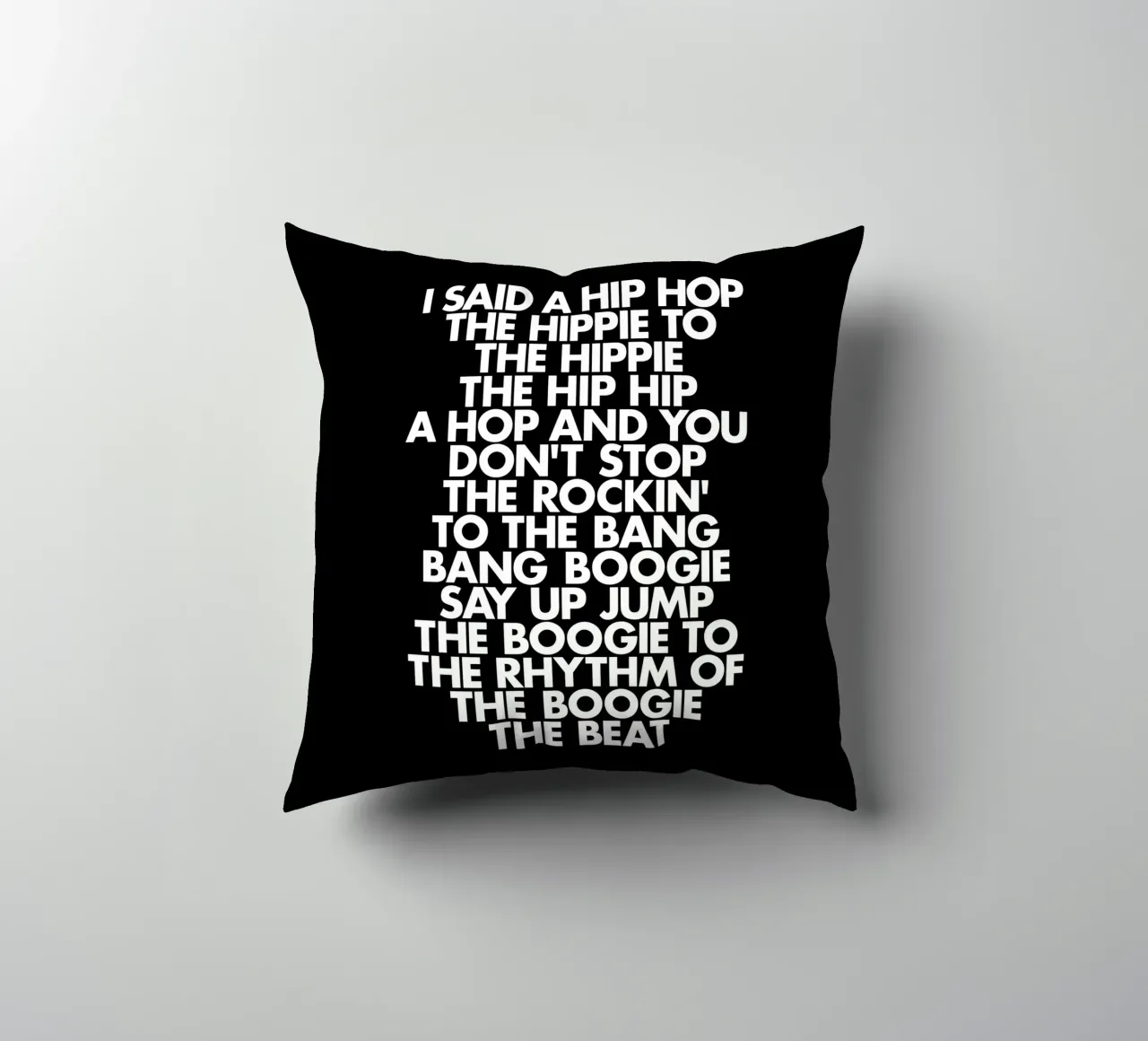 Stampa artistica in bianco e nero Hip Hop Rap Lyric Block Typography cuscino da THE MOTIVATED TYPE