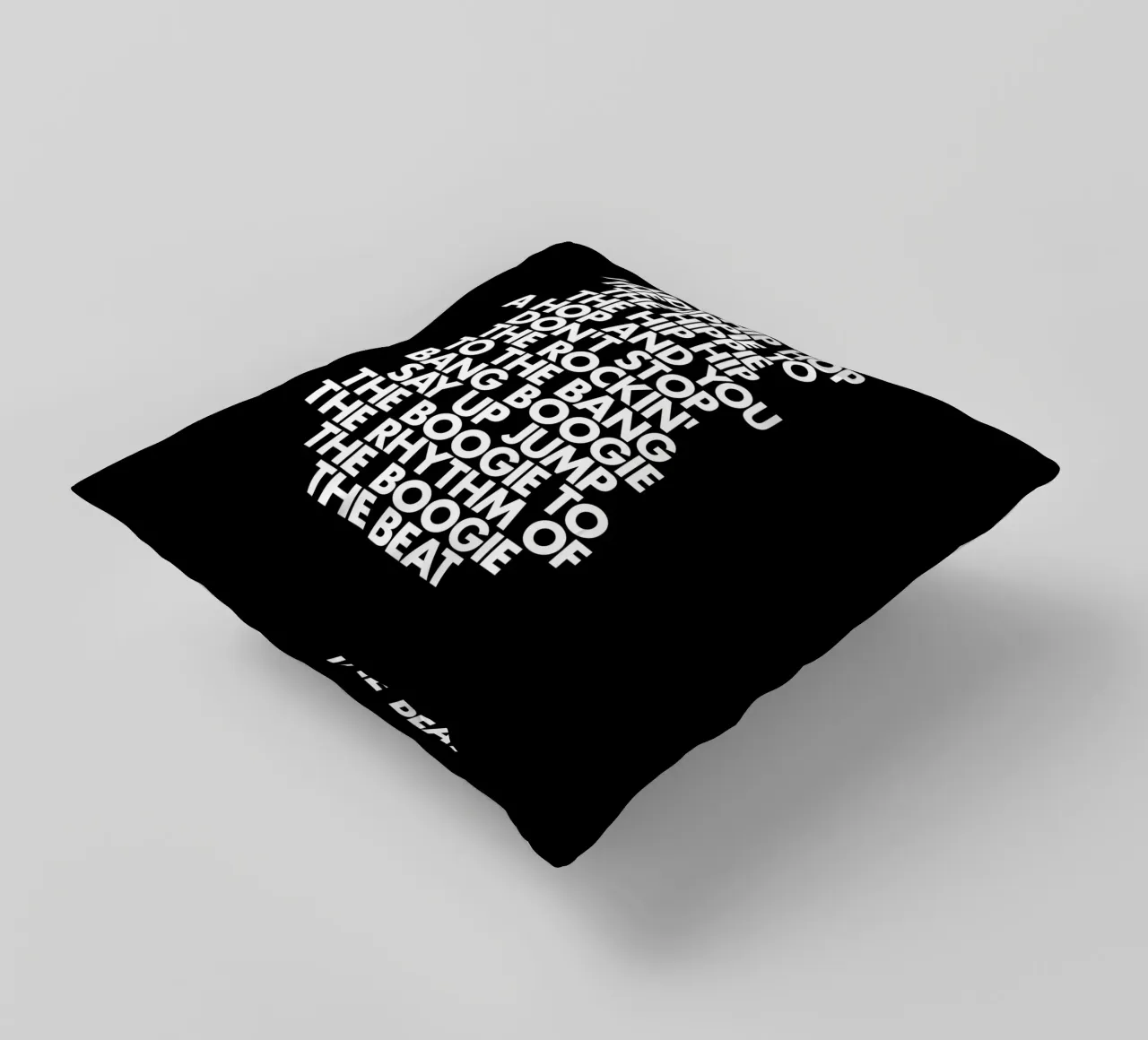 Stampa artistica in bianco e nero Hip Hop Rap Lyric Block Typography cuscino da THE MOTIVATED TYPE