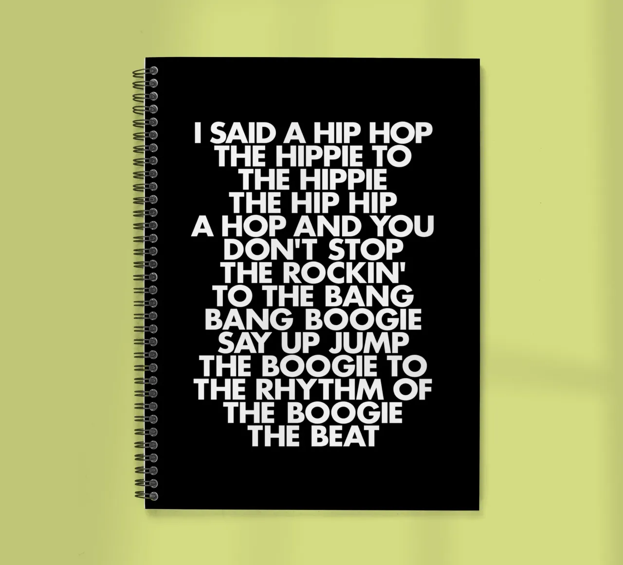 Zwart-wit Hip Hop Rap Lyric Blok Typografie Kunstdruk notitieboek met spiraal van THE MOTIVATED TYPE