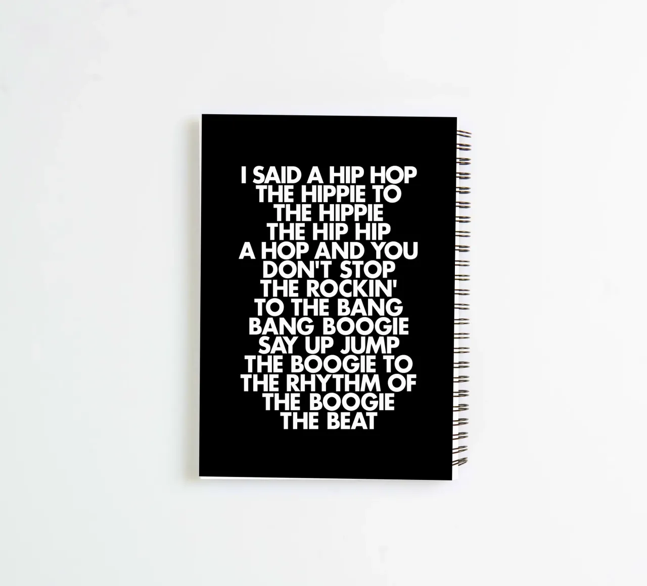 Zwart-wit Hip Hop Rap Lyric Blok Typografie Kunstdruk notitieboek met spiraal van THE MOTIVATED TYPE