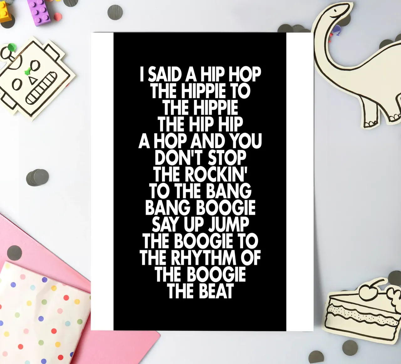 Zwart-wit Hip Hop Rap Lyric Blok Typografie Kunstdruk stickervel van THE MOTIVATED TYPE