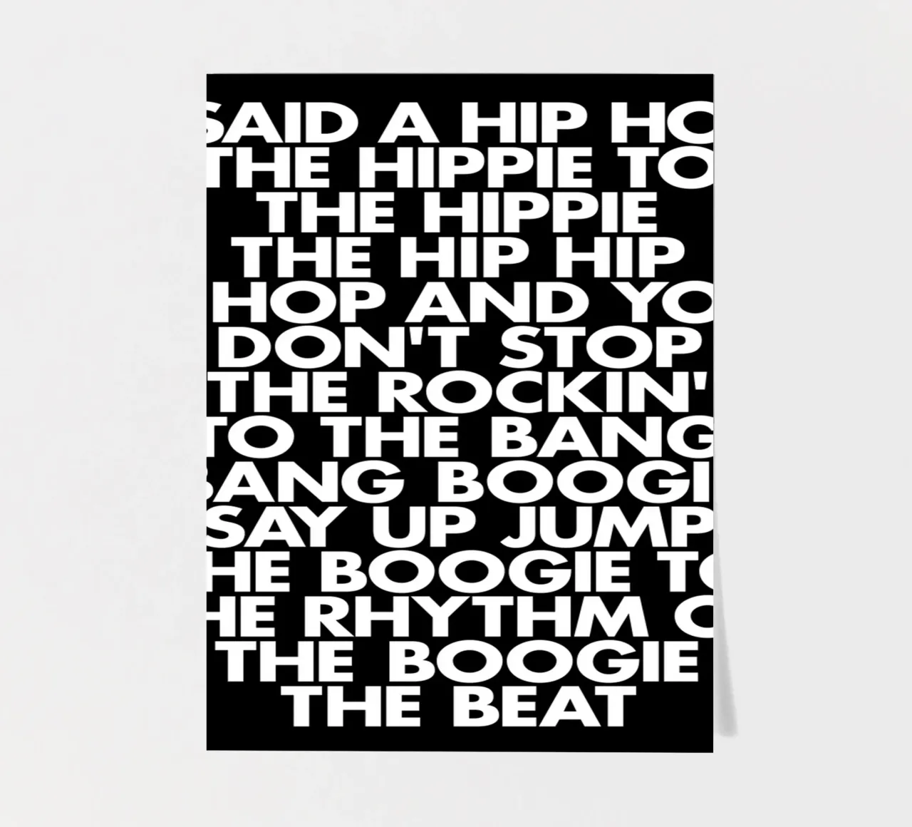 Zwart-wit Hip Hop Rap Lyric Blok Typografie Kunstdruk stickervel van THE MOTIVATED TYPE
