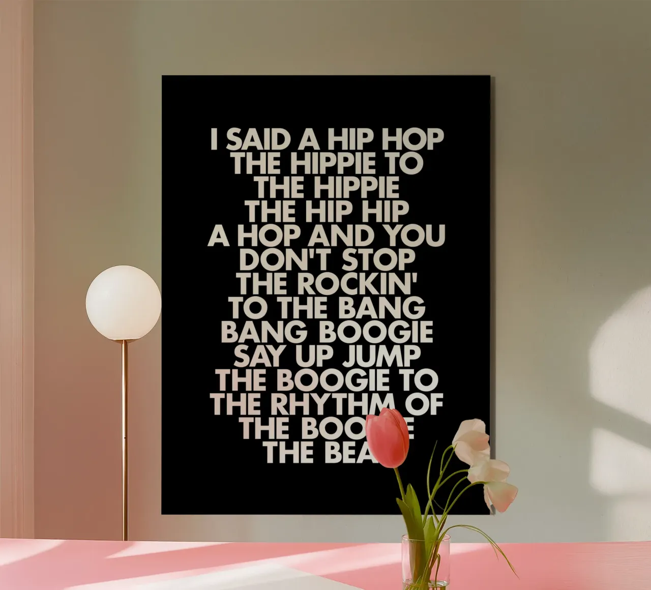 Zwart-wit Hip Hop Rap Lyric Blok Typografie Kunstdruk aluminium-dibond van THE MOTIVATED TYPE