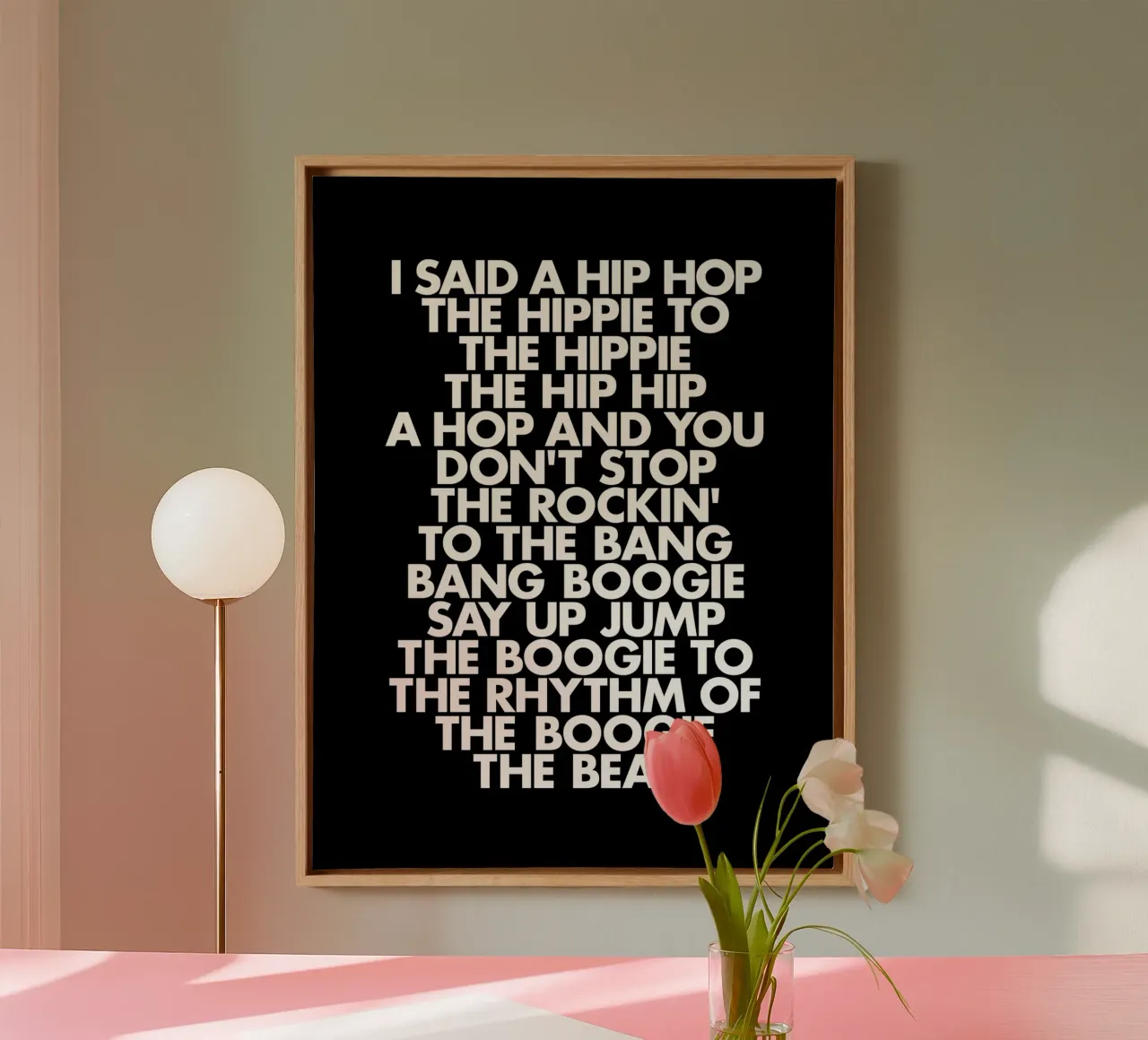 Stampa artistica in bianco e nero Hip Hop Rap Lyric Block Typography tela con Cornice a cassetta da THE MOTIVATED TYPE