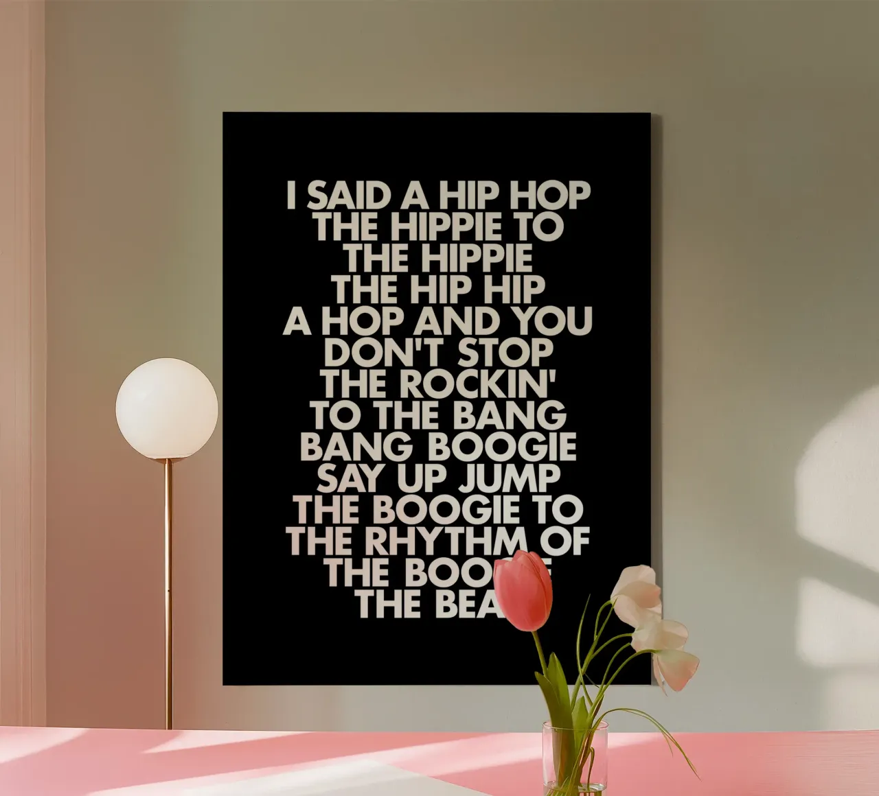 Stampa artistica in bianco e nero Hip Hop Rap Lyric Block Typography tela con Cornice a cassetta da THE MOTIVATED TYPE