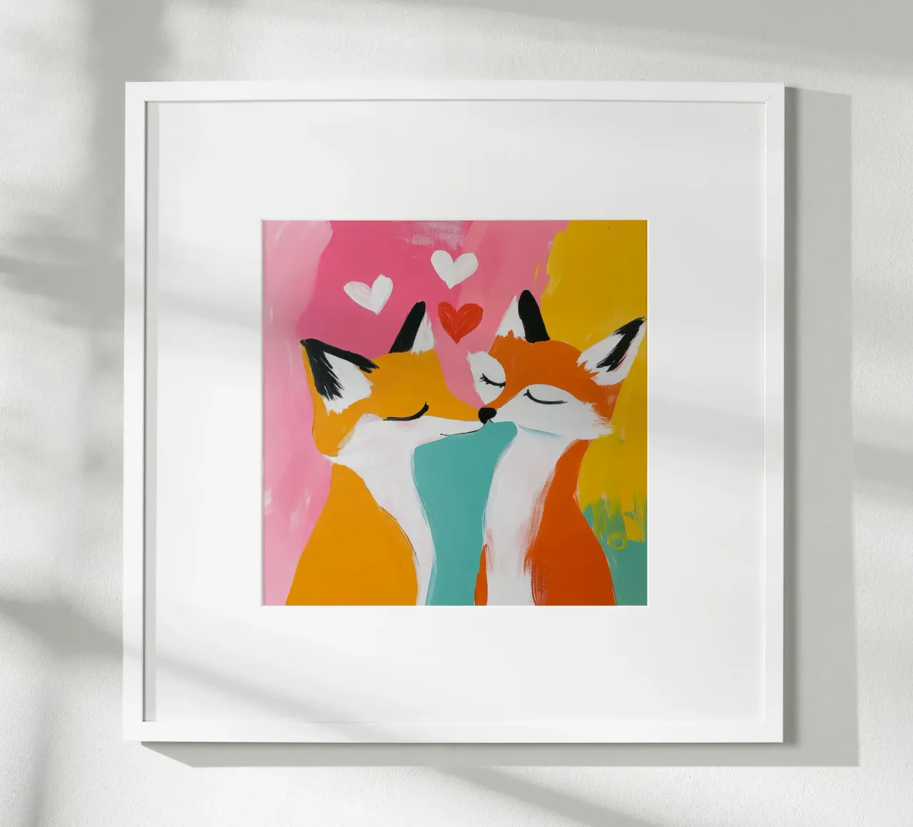 Skurrile Fuchs Liebe Kunst - Retro Midcentury Tier Wand drucken Poster mit Aluminium Rahmen von Modern Muse