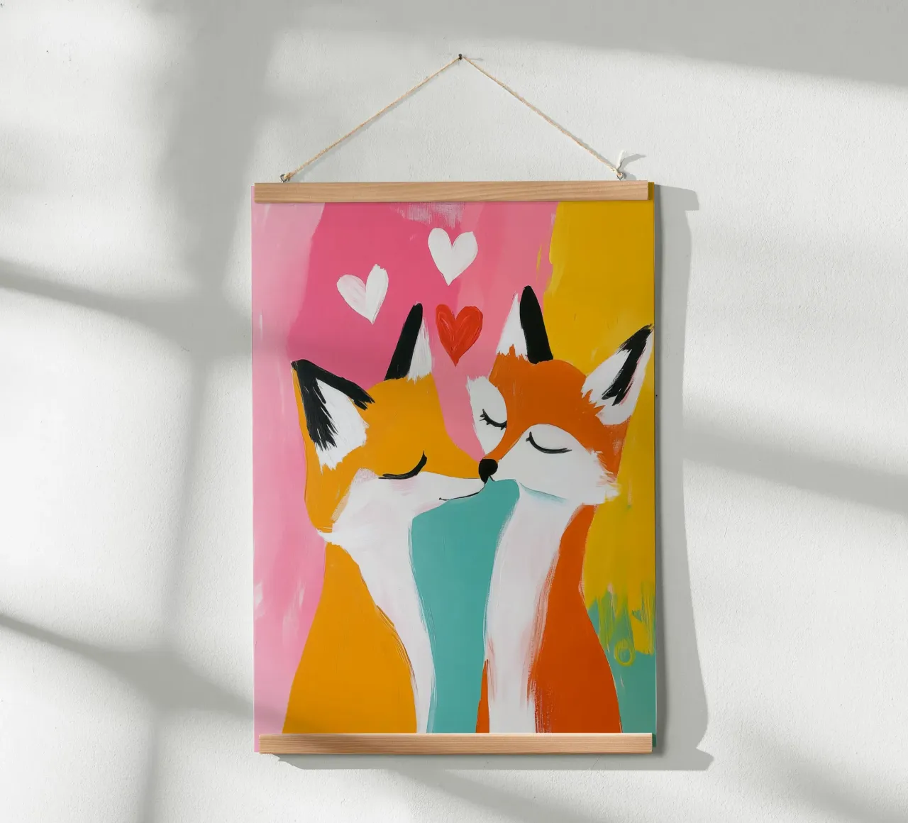 Skurrile Fuchs Liebe Kunst - Retro Midcentury Tier Wand drucken Poster mit Aluminium Rahmen von Modern Muse
