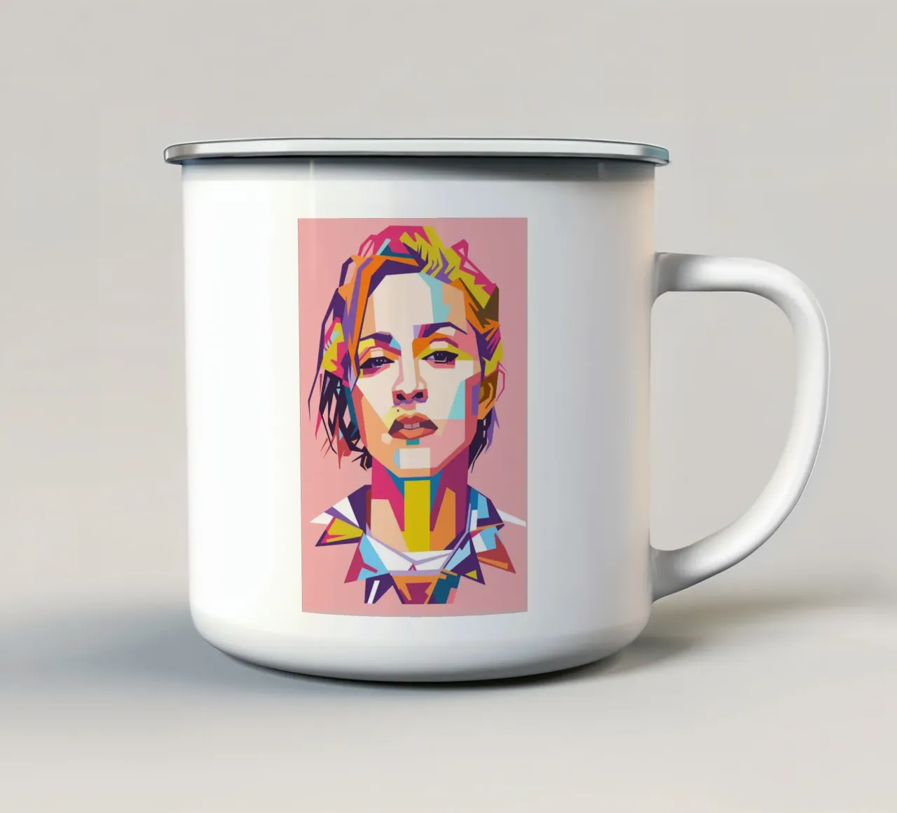 Madonna ritratto pop art tazza in smalto da Hantamrata