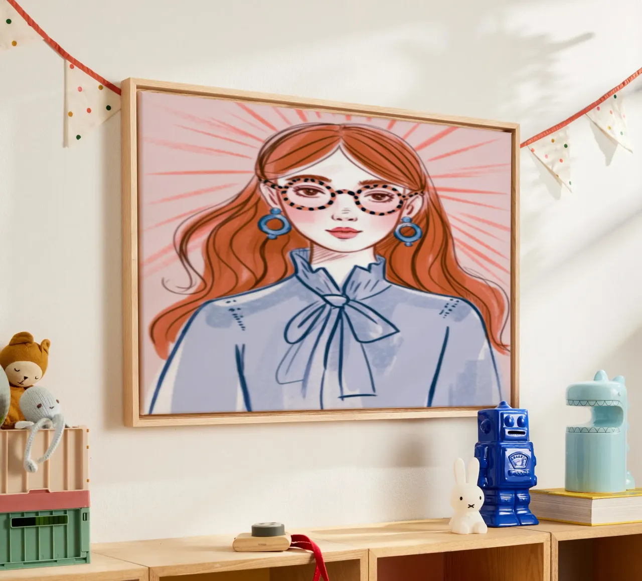 Serene Redhead Aura canvas with Floater frame by Nebula Verse