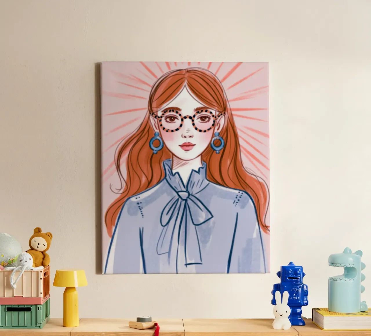 Serene Redhead Aura canvas with Floater frame by Nebula Verse