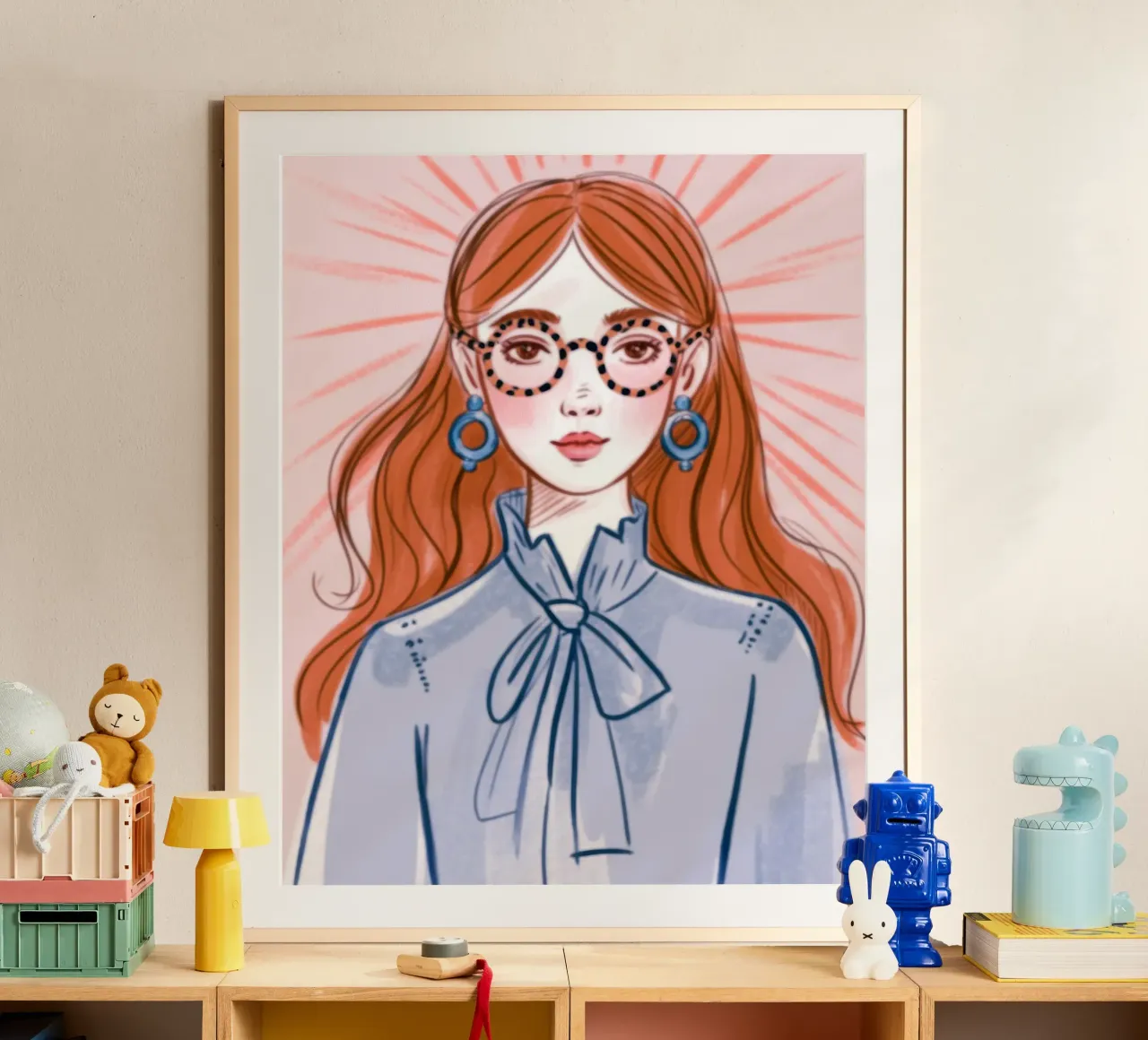 Aura serena dei capelli rossi poster con telaio in alluminio da Nebula Verse