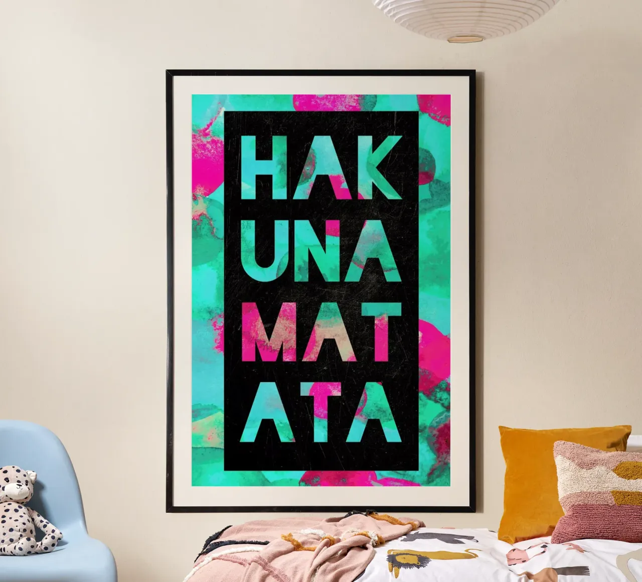 Hakuna Matata 2 poster con telaio in legno da Elisabeth Fredriksson