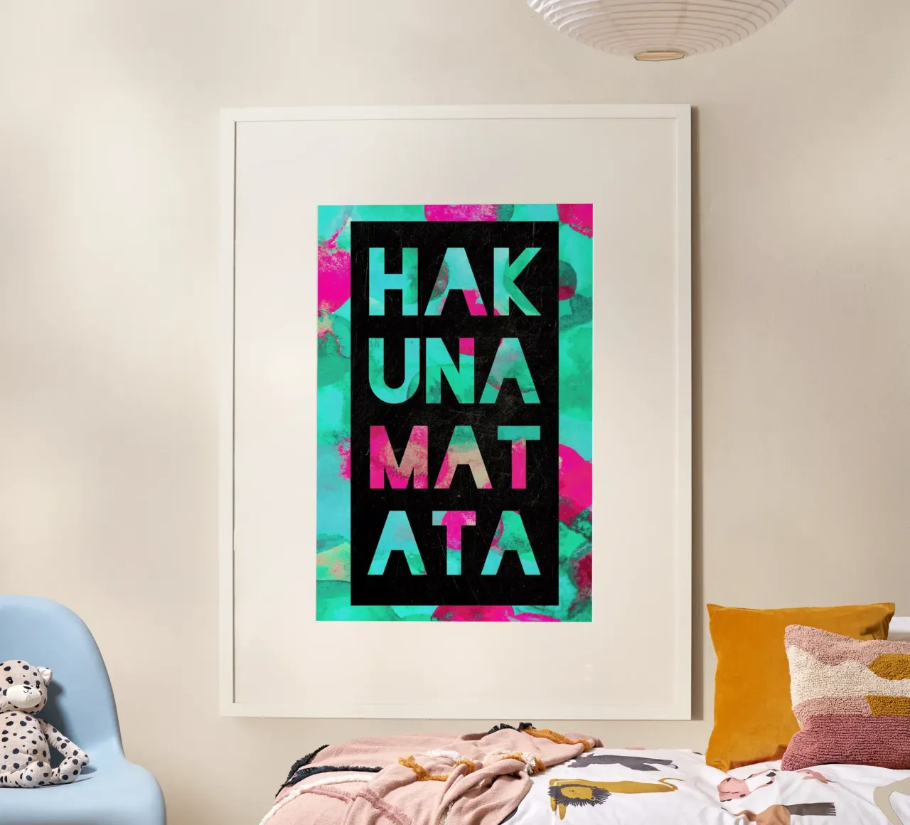 Hakuna Matata 2 poster con telaio in legno da Elisabeth Fredriksson