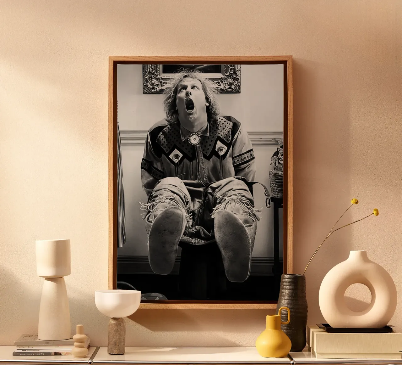 Man op toilet Grappig Badkamer Decor canvas met Baklijst van rangginangs