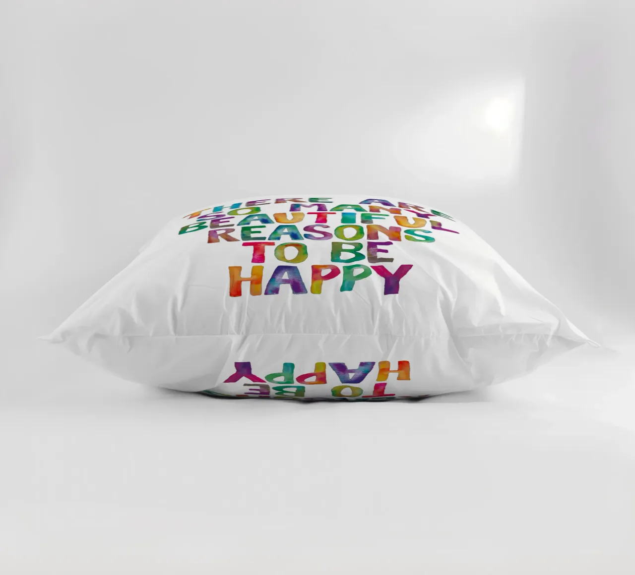 There Are So Many Beautiful Reasons to Be Happy Typography decorative cushion by THE MOTIVATED TYPE