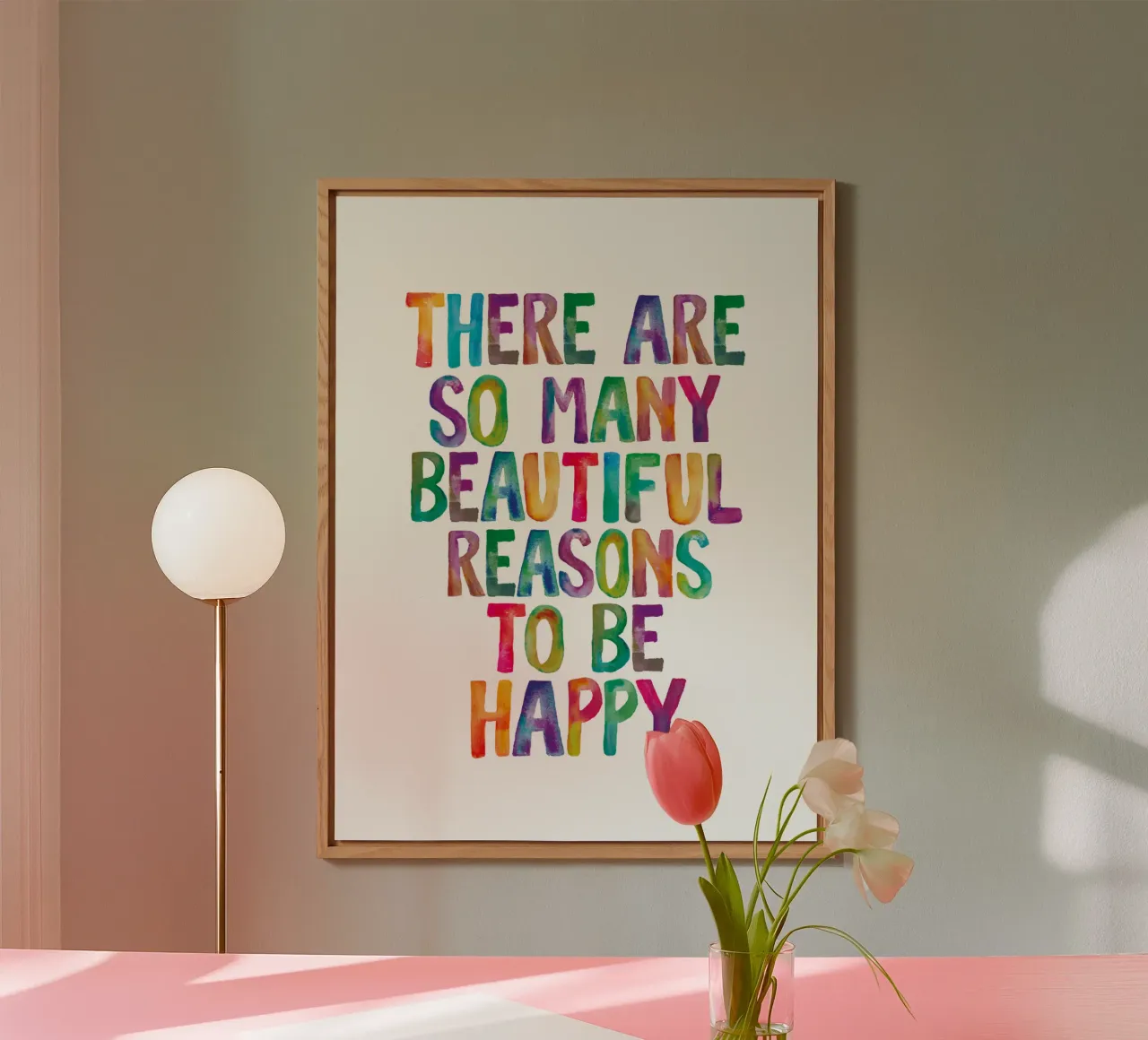 There Are So Many Beautiful Reasons to Be Happy Typography alu-dibond by THE MOTIVATED TYPE