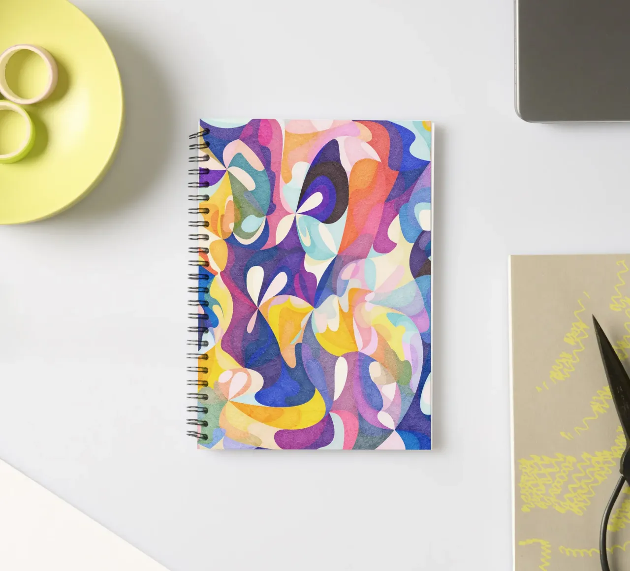 Move and Flow - Abstract Geometric Pattern spiral notebook by Abstract 888