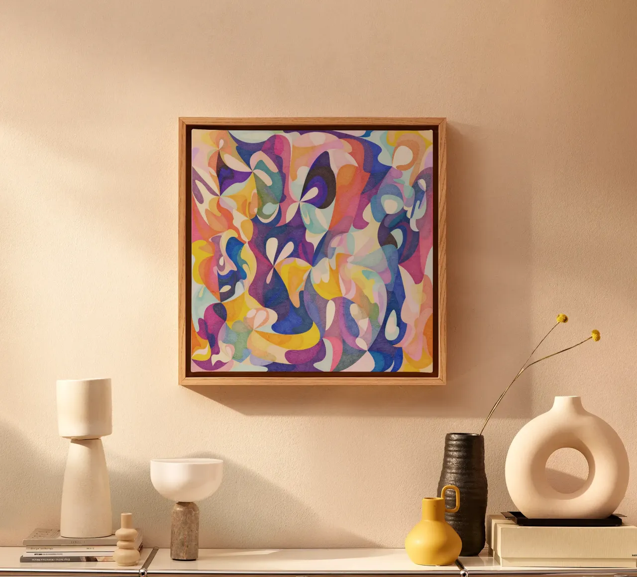 Move and Flow - Abstract Geometric Pattern canvas with Floater frame by lovely lines