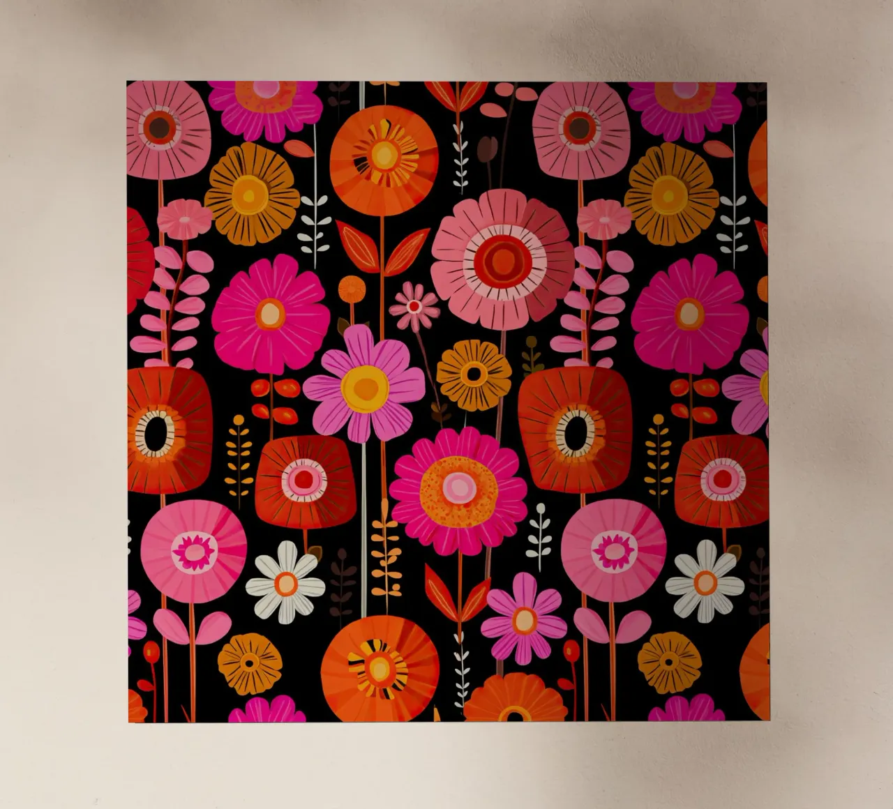 Fiori rosa arancione - motivo floreale retrò di metà secolo di Matisse pellicola backlit da Modern Muse