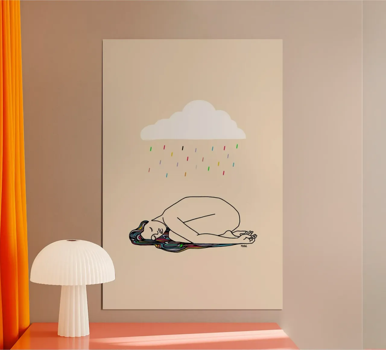 Rain over Me poster con telaio in alluminio da Ninhol