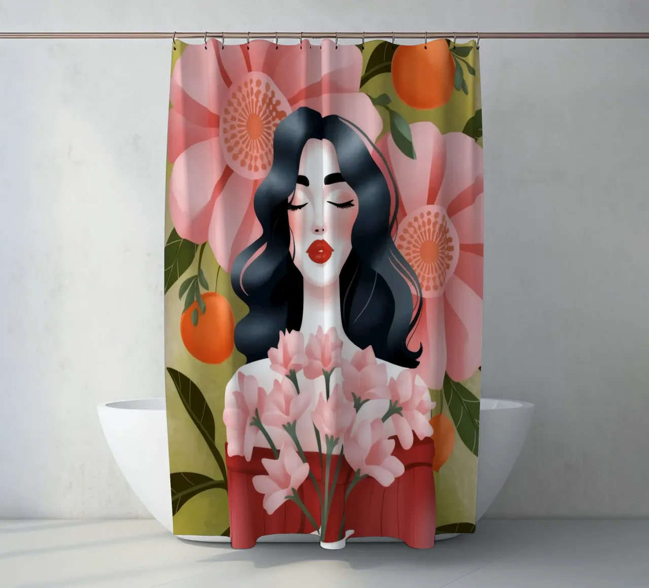 Floral Harmony Embrace shower curtain by Nebula Verse