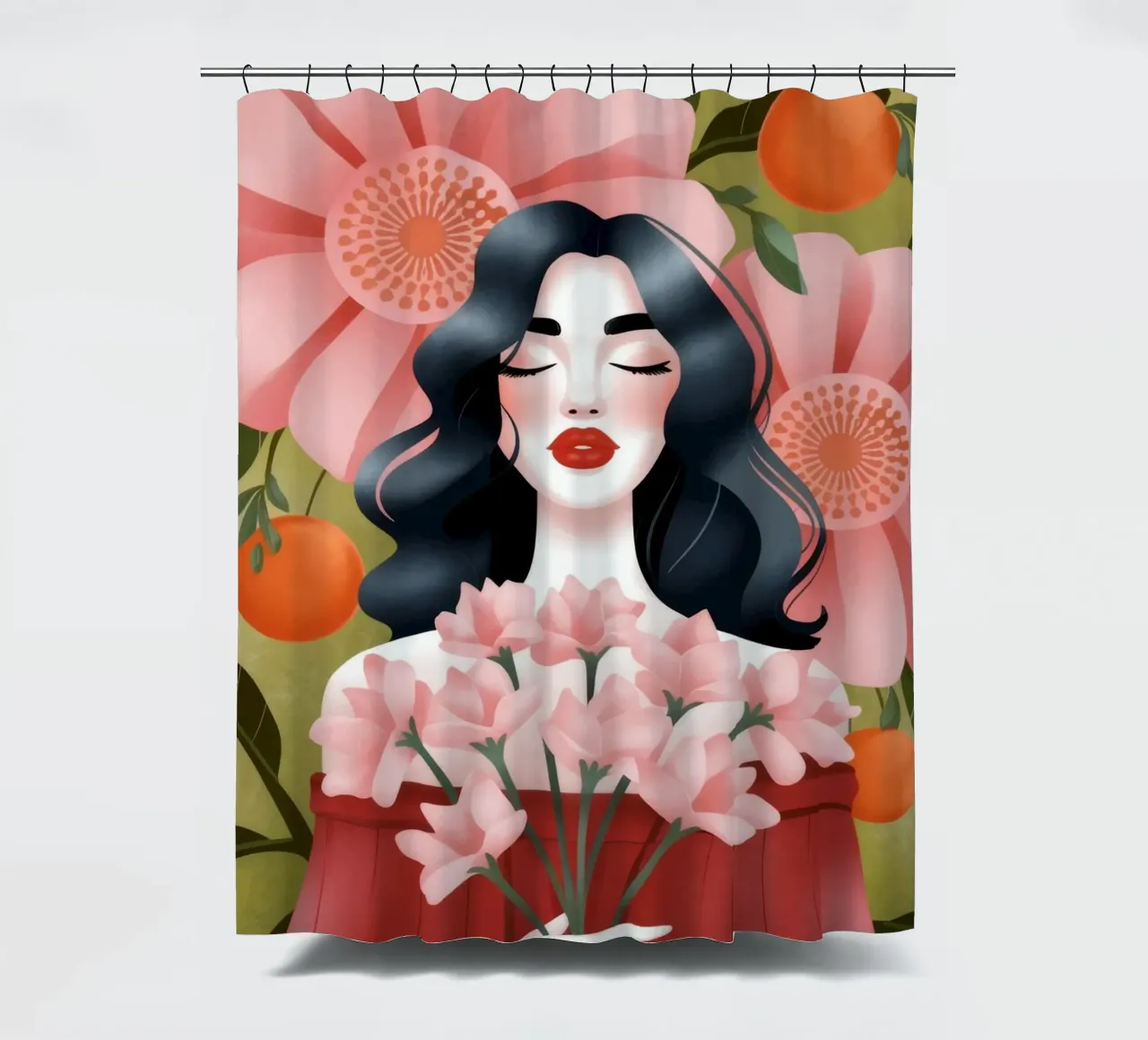 Floral Harmony Embrace shower curtain by Nebula Verse