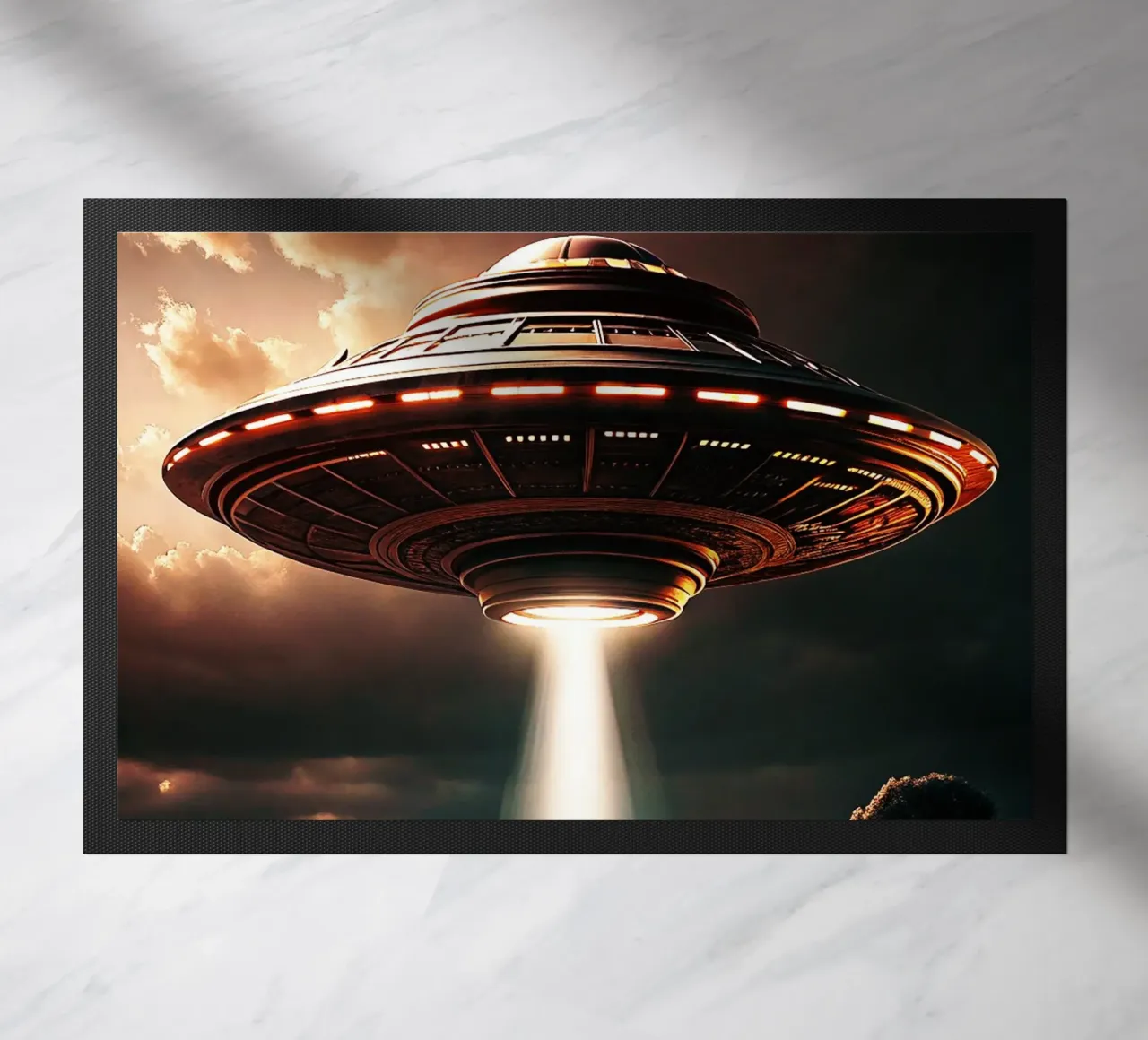 Mysterious UFO Art doormat by rangginangs