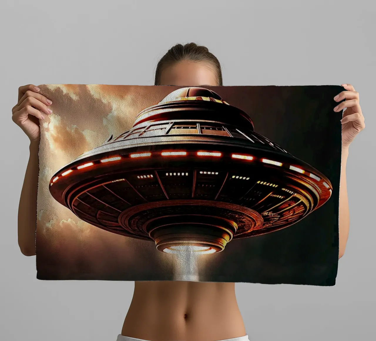 Mysterious UFO Art towel by rangginangs