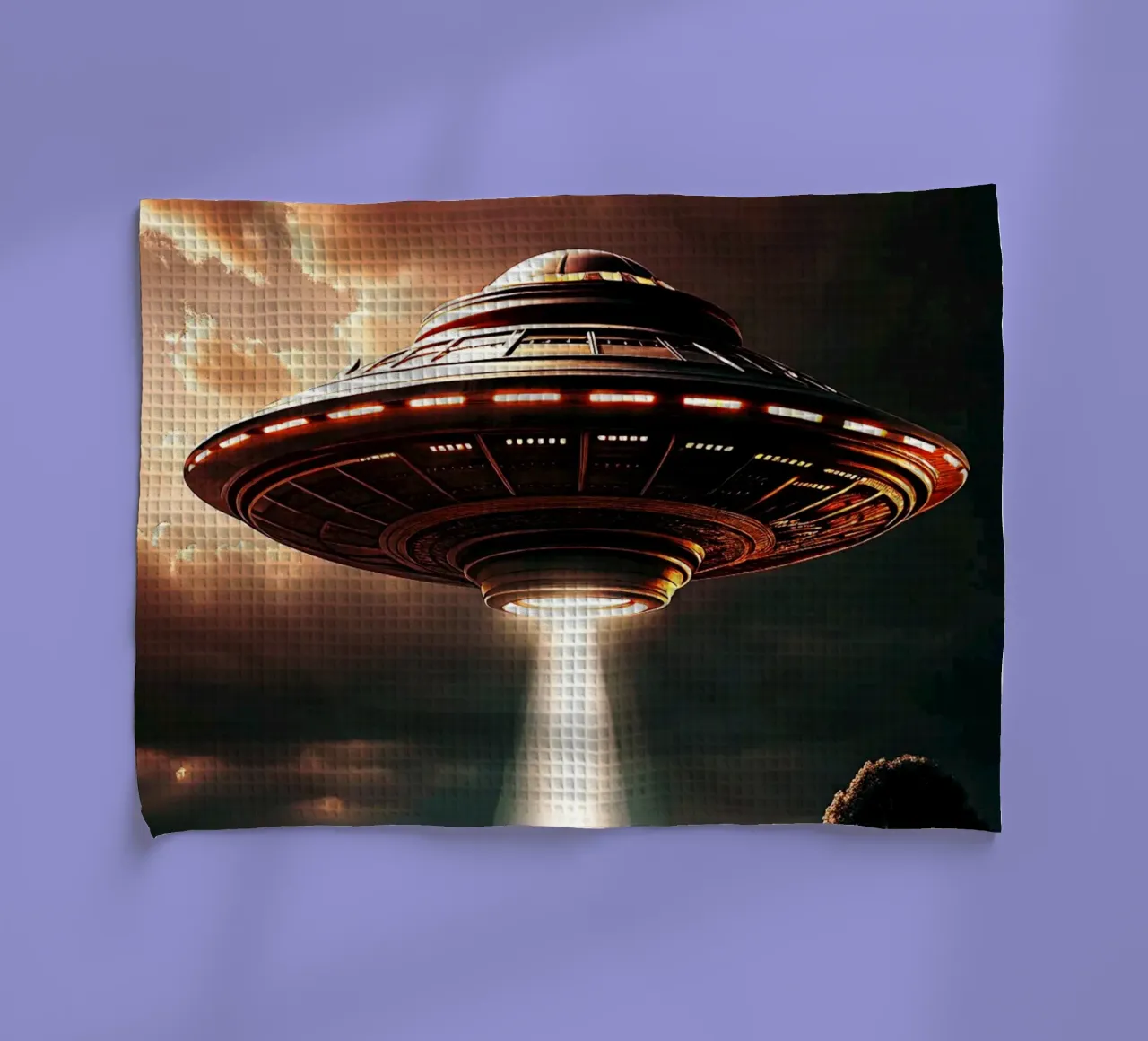 Mysterious UFO Art tea towel by rangginangs