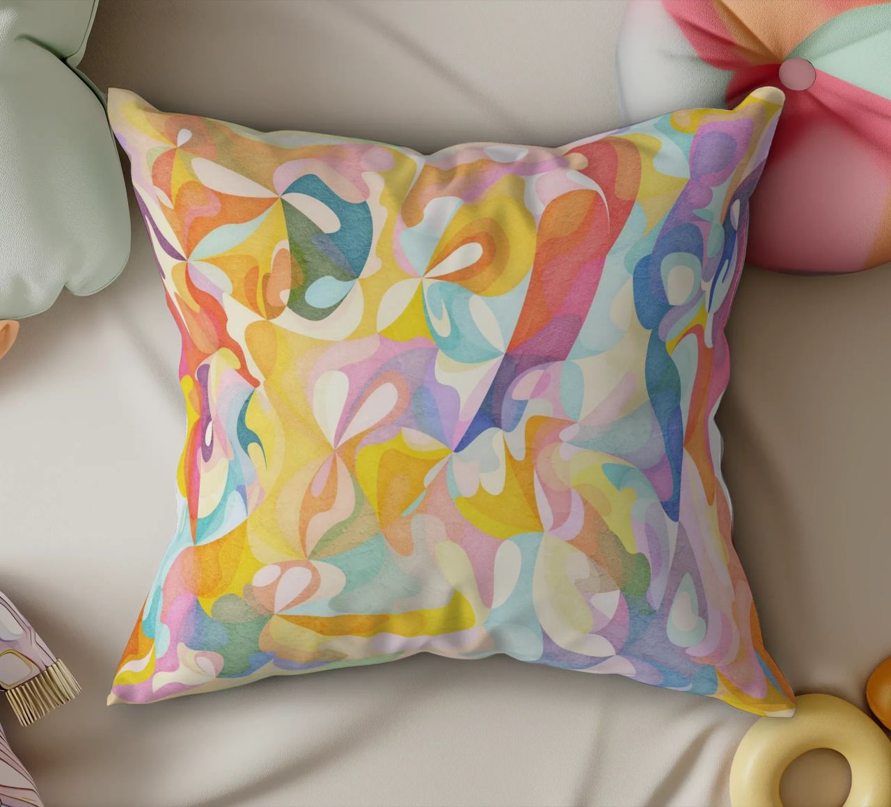 Move and Flow II - Abstract Geometric Pattern decorative cushion by lovely lines