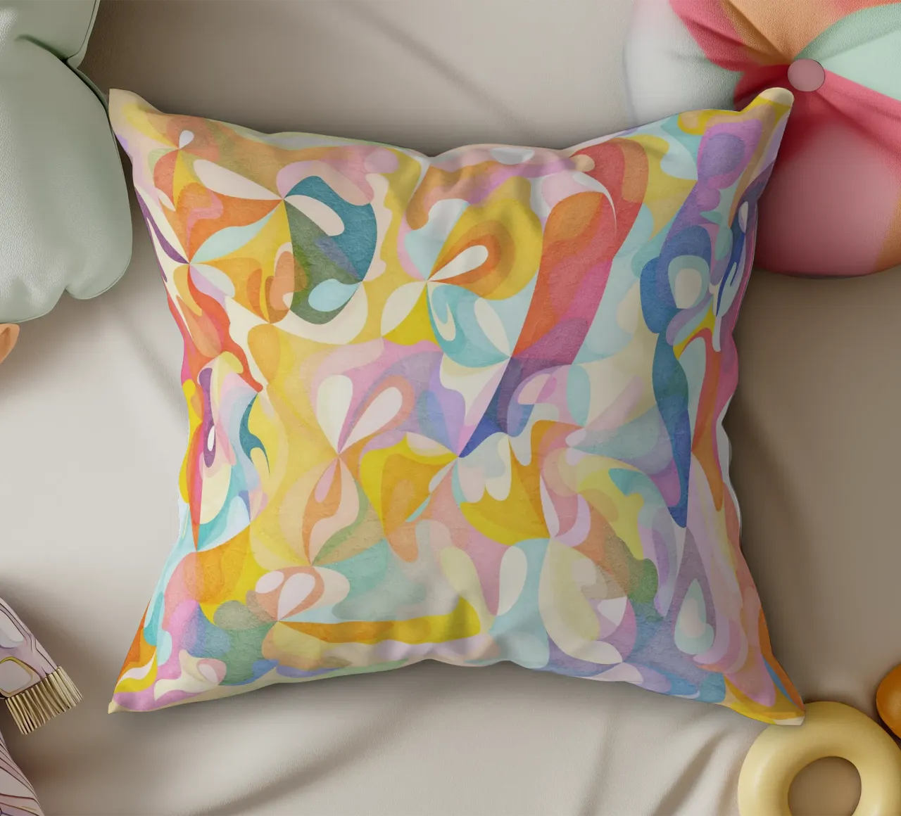 Move and Flow II - Abstract Geometric Pattern decorative cushion by Abstract 888