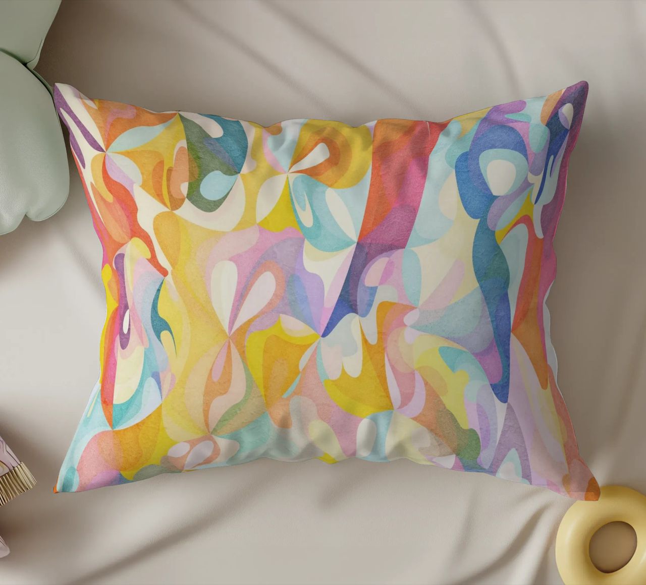 Move and Flow II - Abstract Geometric Pattern decorative cushion by lovely lines