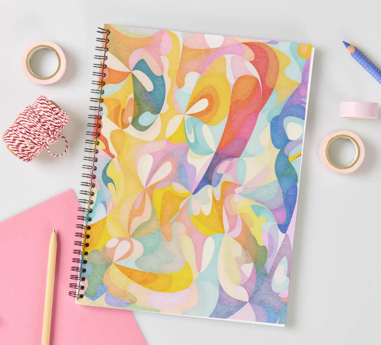 Move and Flow II - Abstract Geometric Pattern spiral notebook by Abstract 888